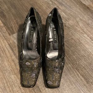 J. Renee brown shoes with floral design